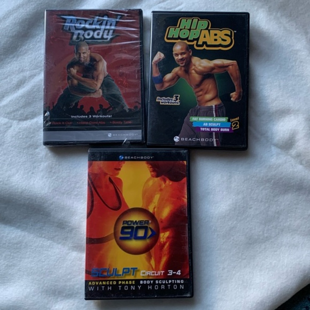BEACH BODY Hip Hop Abs, Rockin Body, Power‎ 90 Sculpt DVD Lot of 3, 1 is Sealed